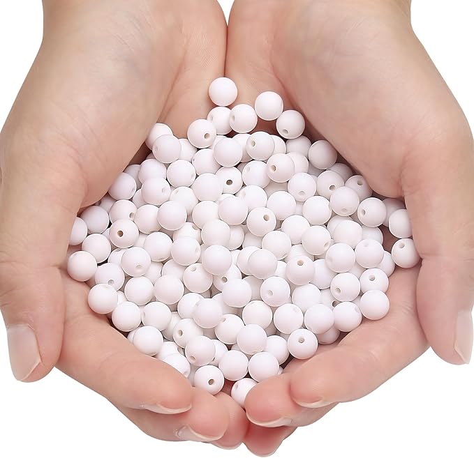 bonny boxx 1000pcs 6mm matte white acrylic round beads, frosted plastic resin bubblegum balls chunky gumball beads for necklace and bracelet making, crafting supplies