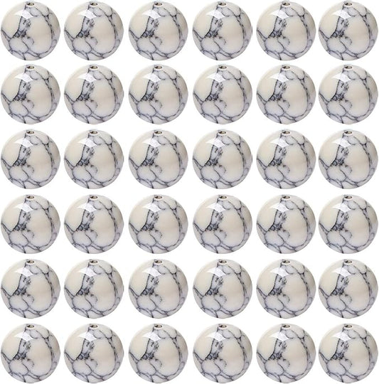 Natural Stone Beads 100pcs 6mm White Howlite Round Genuine Real Stone Beading Loose Gemstone Hole Size 1mm DIY Charm Smooth Beads for Bracelet Necklace Earrings Jewelry Making (White Howlite, 6mm)