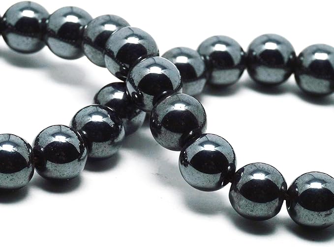 Natural Black Hematite Beads for Jewelry Making - Silver Stone Beads Gemstone Beads for Bracelets, 6mm Crystal Beads Round Loose Beads(59-62pcs, 6mm, Black Hematite)