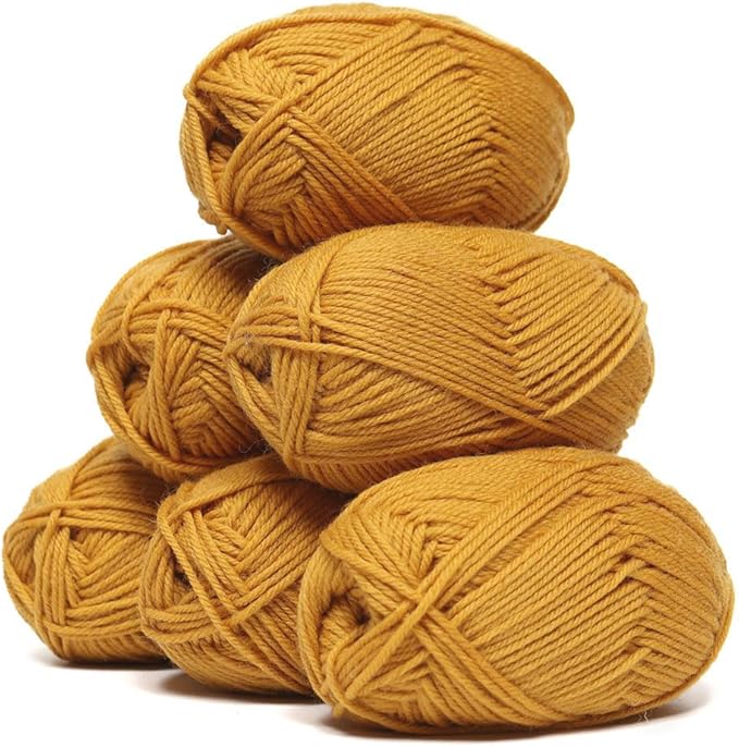 Alpaca Warehouse 100% Pure Wool Yarn Superwash Set of 3 Skeins (300 Grams) DK Weight - Sourced Directly from Peru - Heavenly Soft and Perfect for Knitting and Crocheting (Gold - 6 Skeins)