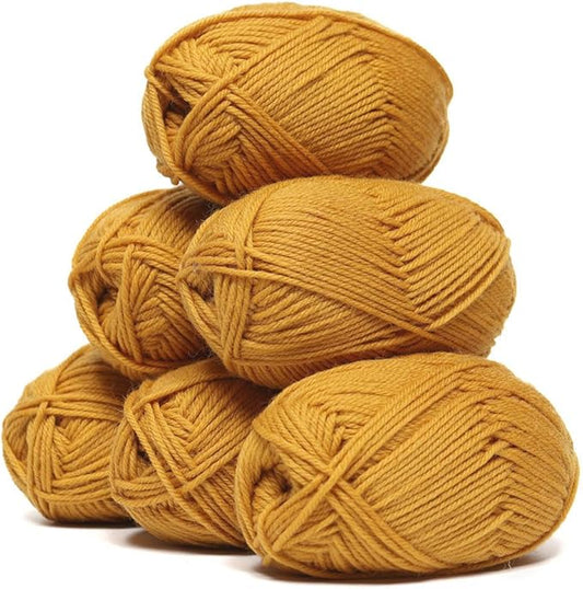 Alpaca Warehouse 100% Pure Wool Yarn Superwash Set of 3 Skeins (300 Grams) DK Weight - Sourced Directly from Peru - Heavenly Soft and Perfect for Knitting and Crocheting (Gold - 6 Skeins)