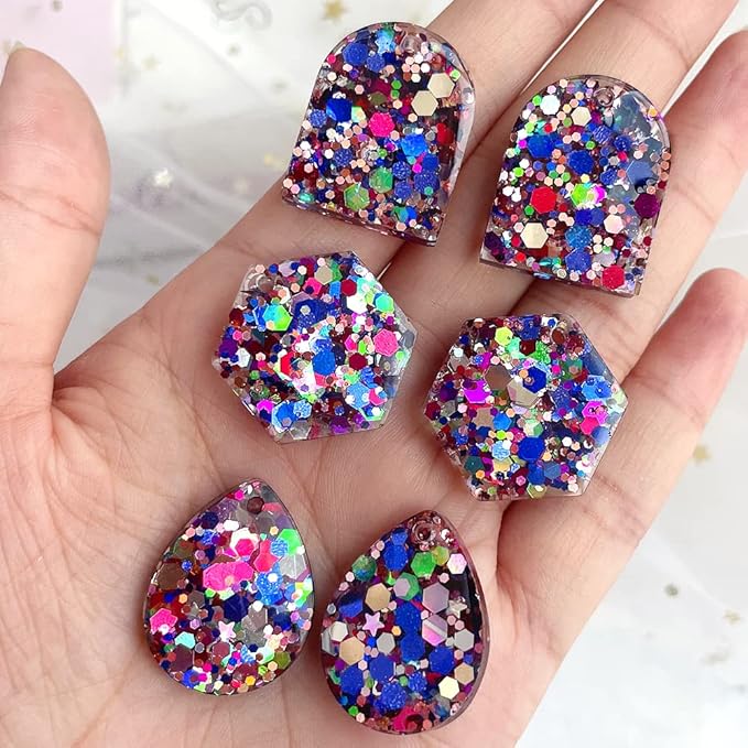 ResinWorld Earrings Molds with Varieties of Shapes and Sizes, 171Pcs Resin Jewelry Making Kit, Stud Dangle Drop Earrings Resin Molds with Hole