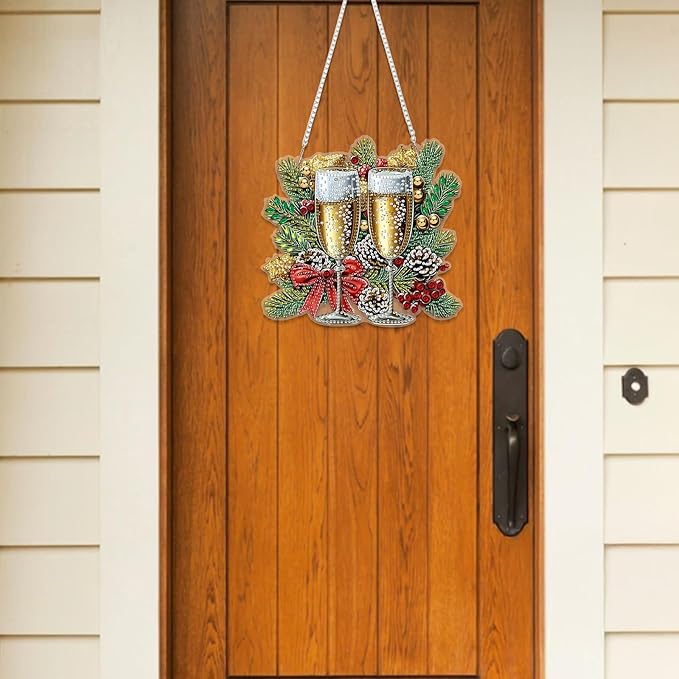 RICUVED Christmas Hanging Diamond Art Kit for Adults, Special Shaped Crystal Gem Craft Diamond Painting Pendant Kit for Beginners, DIY Hanging Acrylic Art Ornament for Home Garden Wall Decor