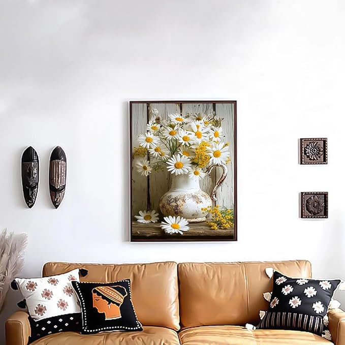 ARPADAMO Diamond Art Kits for Adults,5D Daisy Flower Diamond Painting DIY Flower Diamond Art Diamond Painting Kits for Adult,Round Full Drill Diamonds, Diamond Art Kits for Home Decor-12x16inch