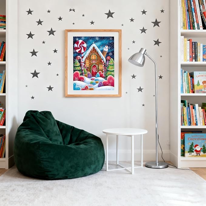 DIYDECORFUN Diamond Art Kits for Adults, 5D Winter Candy House Diamond Painting Kits for Beginner, DIY Full Round Drill Diamond Dot Gem Art Painting for Decor Holiday Gift 12x16 Inch