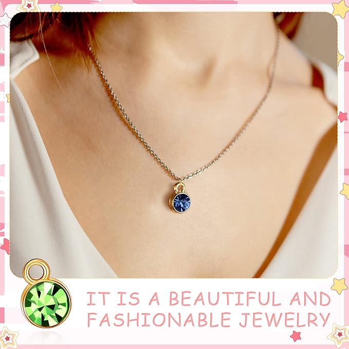 Sureio 120 Pcs Birthstone Charms for Jewelry Making Handmade DIY Crystal Birthstone Beads Bling Round Charms Bracelet Enamel for Birthday Jewelry Making Earrings Accessory (Assorted Color)