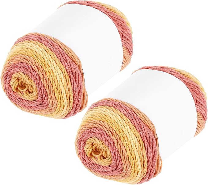 MECCANIXITY Cotton Acrylic Yarn for Crocheting, 422 Yard 5 Ply Soft Gradient Yarn Acrylic 45% Cotton 55% Used for DIY Knitting Blankets Scarves(2 Packx100g,Orange,Yellow,Red)