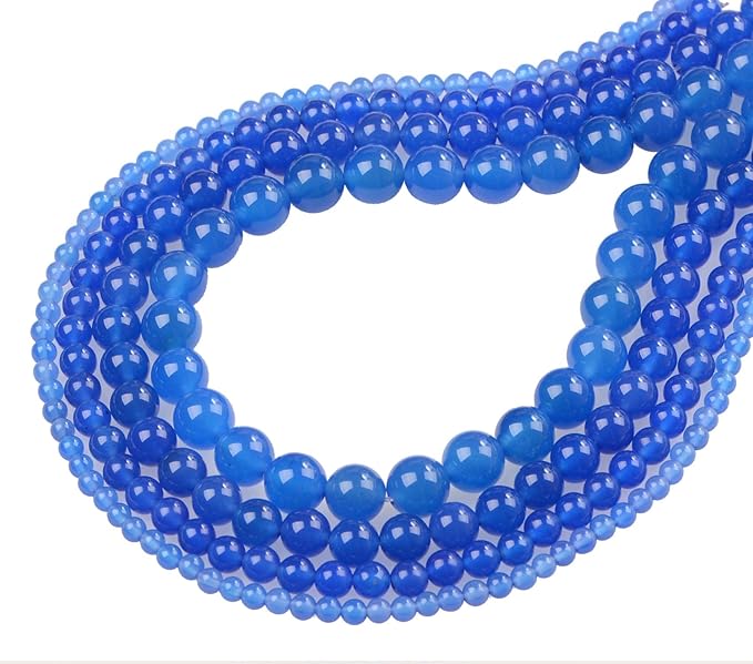 bymitel 10mm natural blue agate round beads gemstones genuine with 90pcs diy jewelry making unisex (10mm 90pcs, blue agate)