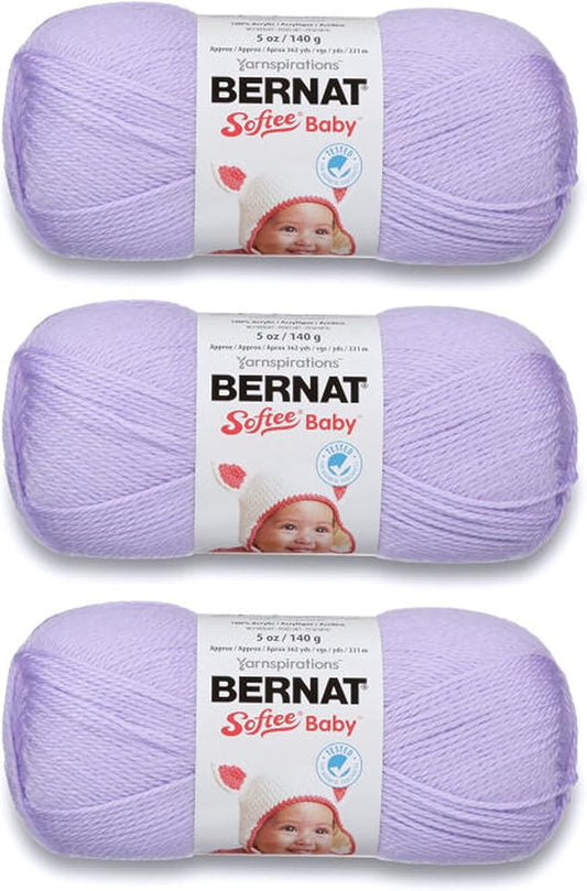 Bernat Softee Baby Soft Lilac Yarn - 3 Pack of 141g/5oz - Acrylic - 3 DK (Light) - 362 Yards - Knitting/Crochet