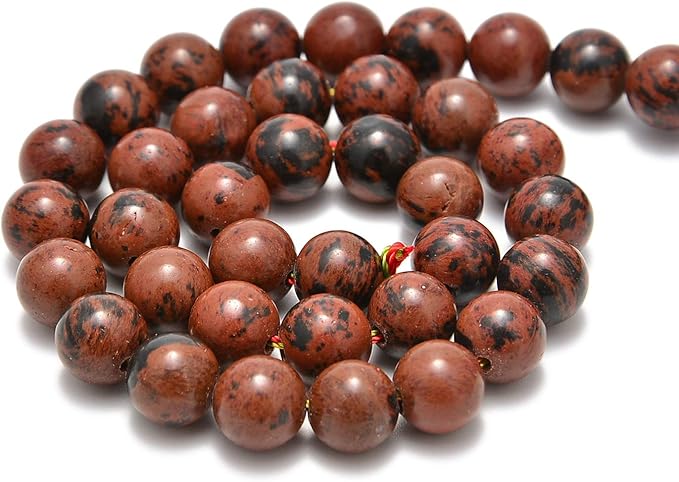 36pcs 10mm Natural Mahogany Obsidian Gemstone Round Spacer Loose Stone Beads for Jewelry Making 15.5" 1 Strand (Mahogany Obsidian, 10mm 36Beads)