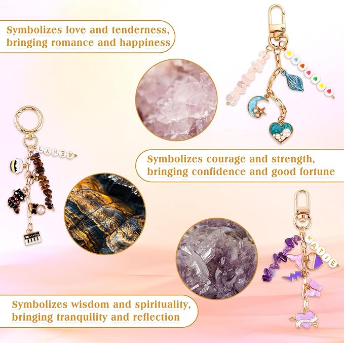 TOHONGADON 674 Pcs Lip Gloss Charms, Keychain Making Kit, Bag Charm Kit with 3 Kinds of Crystal Stones, 322 Charms, 12 Keychain Clips, Key Ring Jewelry Plier, Extender Chain for DIY Crafting