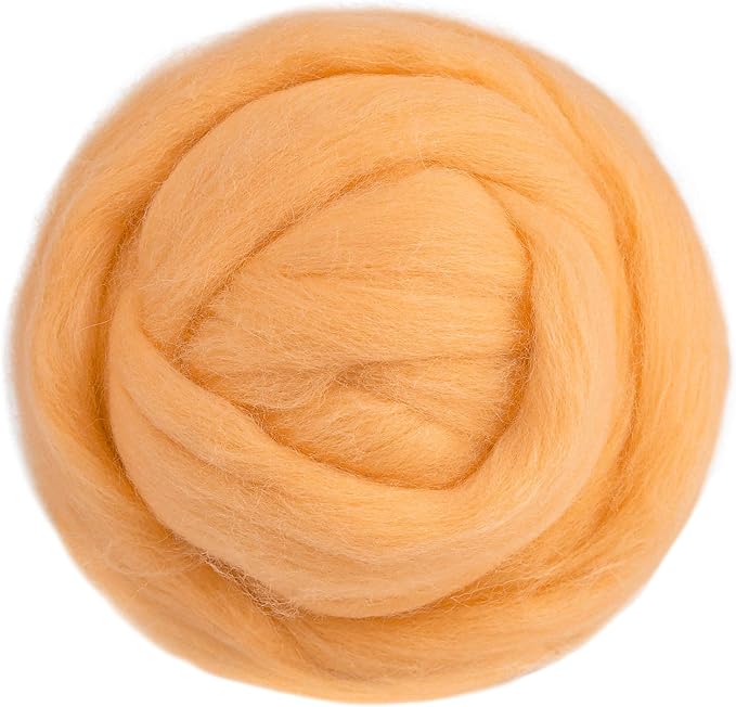 3.53oz Wool Roving, Wool Felting Supplies, Pure Wool, Chunky Yarn, Spinning Wool Roving for Needle Felting Wet Felting DIY Hand Spinning (Light Orange)