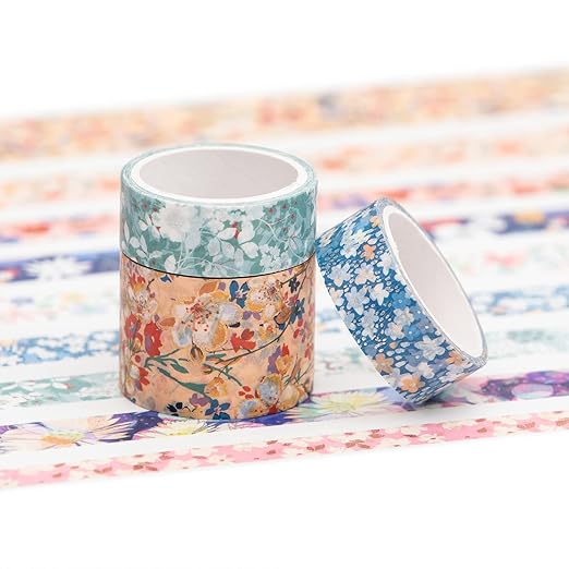 YUBBAEX Mystic Gold Washi Tape Set Wide Silver Foil Masking Tape Decorative for Arts, DIY Crafts, Journal Supplies, Planners, Scrapbook, Card/Gift Wrapping (Beauty of Nature)