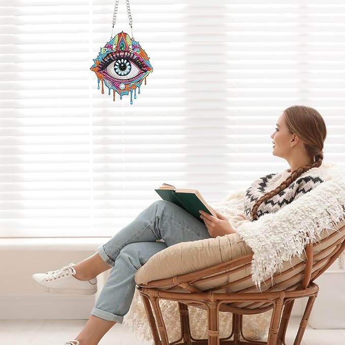 AiYuanzsh Diamond Art Painting Pendant Kits 5d Diamond Painting Art Hanging Kit Eye DIY Diamond Crystal Window Pendant Kit for Adults Gift Wall Home Decoration