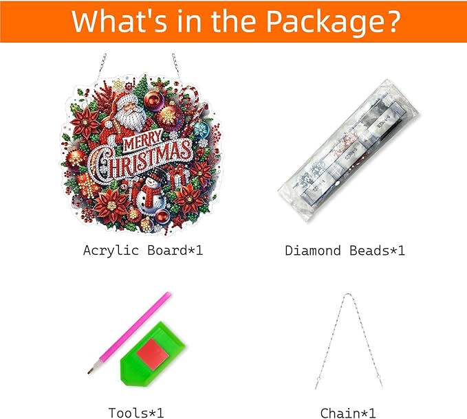 VODAPYC Christmas Diamond Art Hanging Kits for Adults, DIY Double Side Special Shaped Diamonds Painting Window Pendant Ornament for Home Decor (Santa Claus)