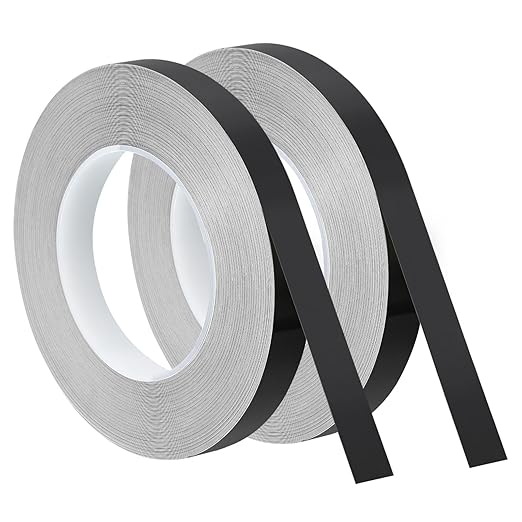 uxcell Metallic Tape, 0.59 in x 164 ft Self Adhesive Metalized Polyester Film Tape Waterproof Shiny Washi Tape for Wall Graphic Arts Gifts Wrapping Crafts Decoration, Gloss Black, 2 Pcs