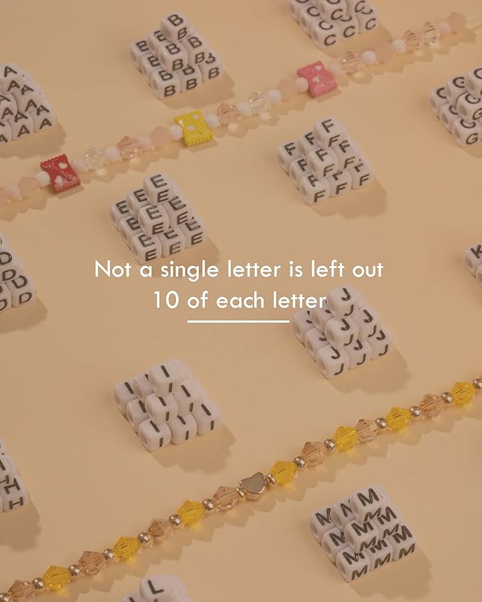 Deinduser Crystal Friendship Bracelet Making Kit - 1200pcs Bicone Gem Beads for Jewelry Making, 24 Colors with Letter & Spacer Beads