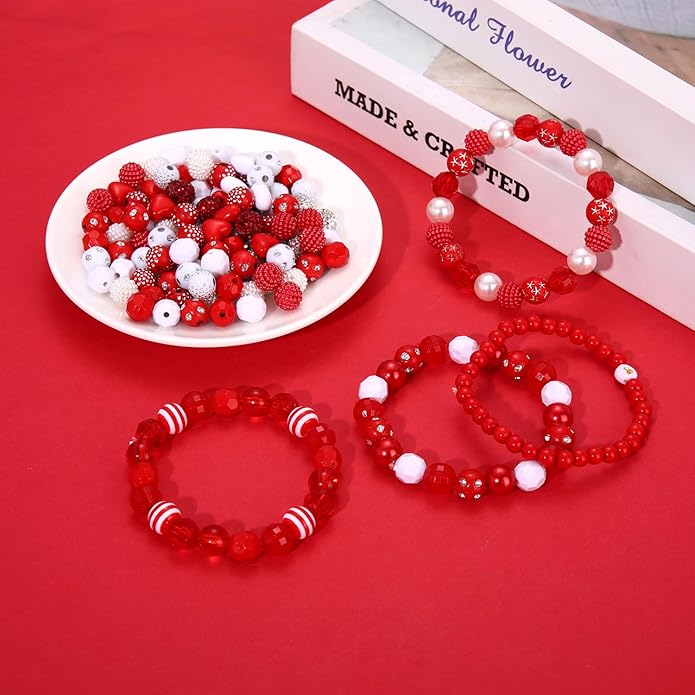 2200PCS+ Game Day Beads Charms for Bracelet Making Polymer Clay Beads Crystal Pearl Letter Gold Spacer Beads Football Charms for Game Day Bracelet Necklace Making DIY Crafts