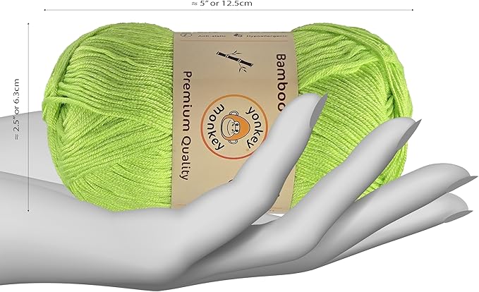 10-Pack of Yonkey Monkey 500 Grams Yarn - 70% Rayon derived from Bamboo, 30% Cotton - Imported (Subtle Green)