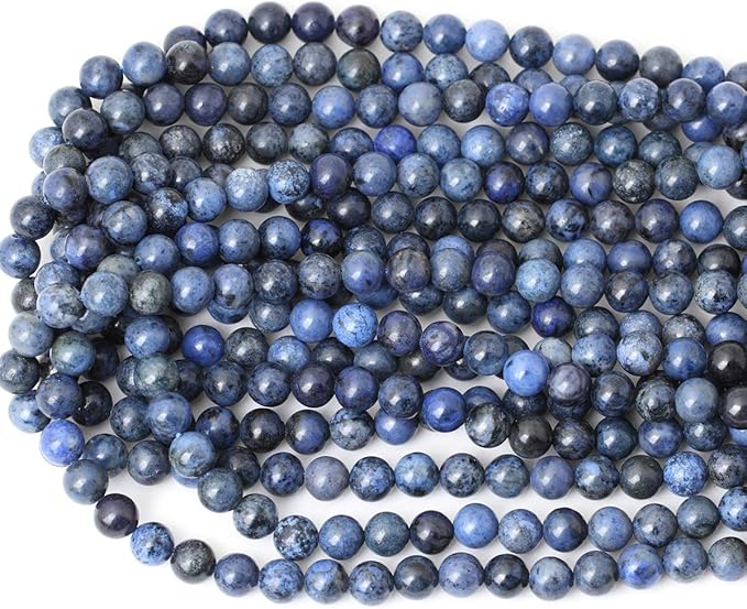 cheavian 45pcs 8mm natural dumortierite gemstone round loose stone beads for jewelry making crafts design 1 strand 15"