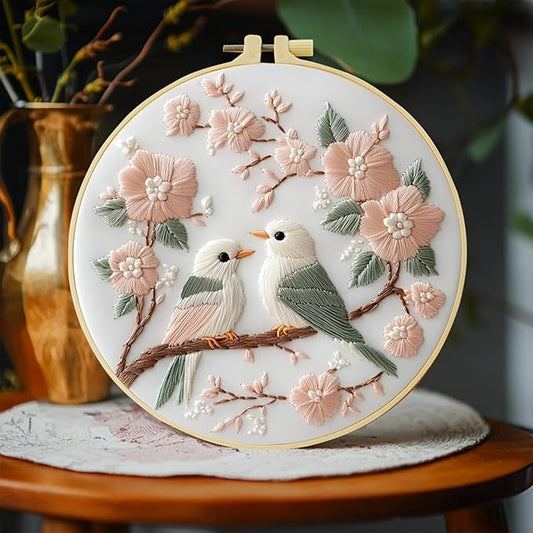 JOZYSH 11CT Embroidery Kit for Beginners Adult, Hummingbird Embroidery Kit for Beginners Include Embroidery Cloth Hoops Threads for Craft Lover Hand Stitch with Embroidery Skill Techniques