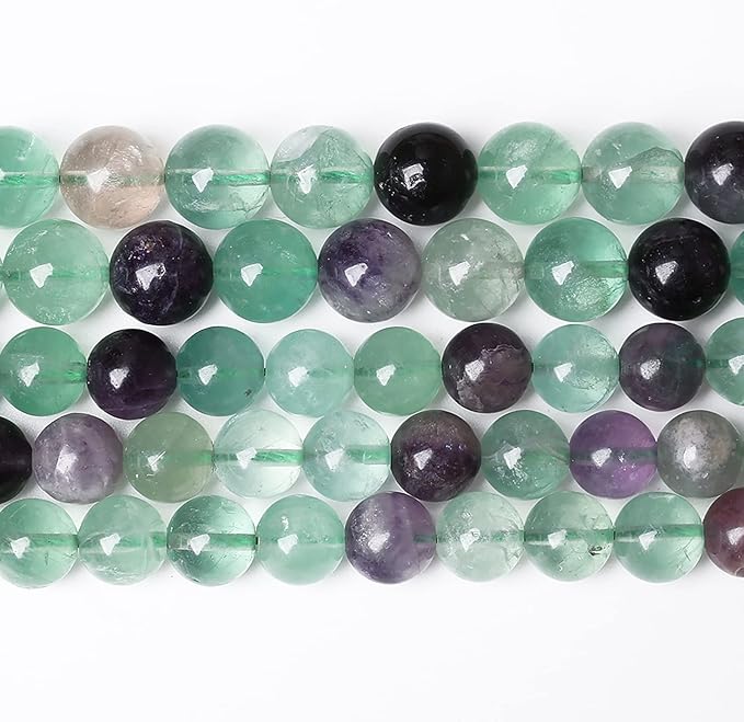 46pcs 8mm Natural Stone Beads Fluorite Gemstone Round Loose Beads for Jewelry Making DIY Bracelet Necklace 15"