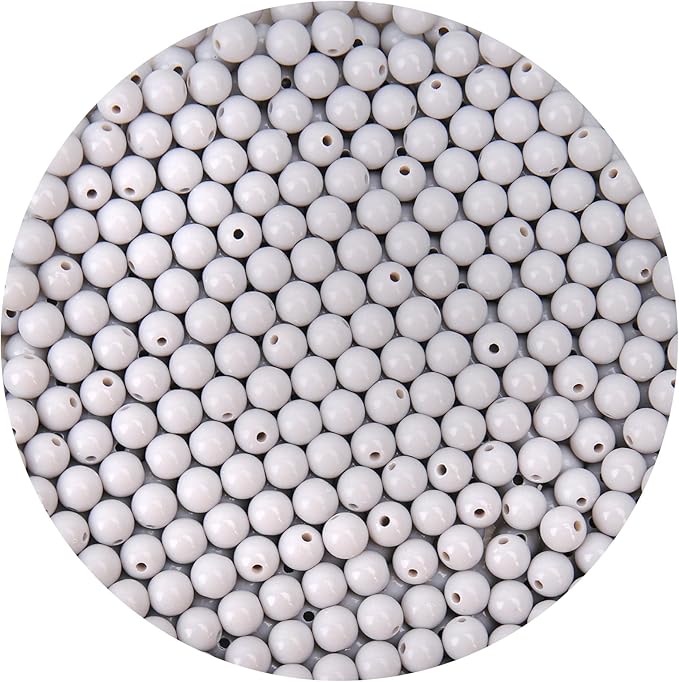 bonny boxx 500pcs 8mm smooth grey round beads, plastic resin bubblegum balls chunky gumball beads for necklace and bracelet making, crafting supplies