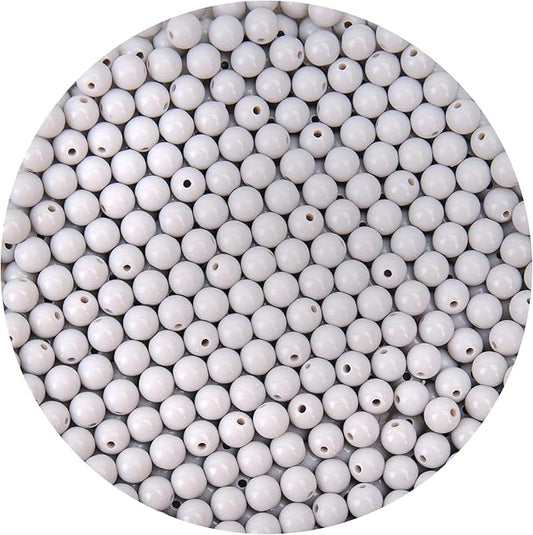 bonny boxx 500pcs 8mm smooth grey round beads, plastic resin bubblegum balls chunky gumball beads for necklace and bracelet making, crafting supplies