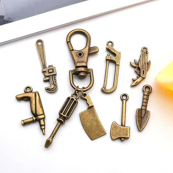WOCRAFT 60pcs Antique Bronze Tools Bracelet Charms for Jewelry Making Sets DIY Necklace Bracelet Keychain Crafting Charms Kit Craft Supplies (SN901)