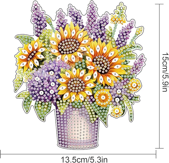 Sunflower Lavender Diamond Painting Hanging Kit, DIY 5D Special Shaped Rhinestones Acrylic Pendant, Diamond Art Hanging for Adults, Floral Window, Wall, Door and Garden Decoration, Handmade Art Gift