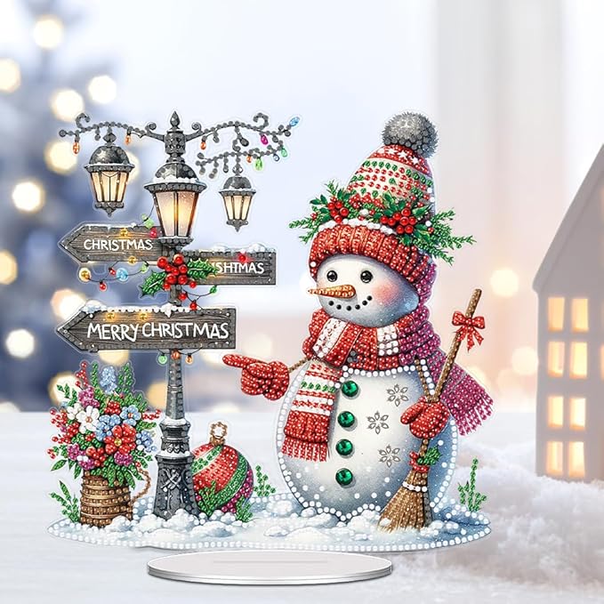 LAKEQUILL Christmas Snowman Diamond Art Hanging Kits for Adult, Diamond Art Painting Hanging Kits Ornaments, DIY Special Shaped Rhinestone Window Pendants kit for Home Garden Wall Decor Gift