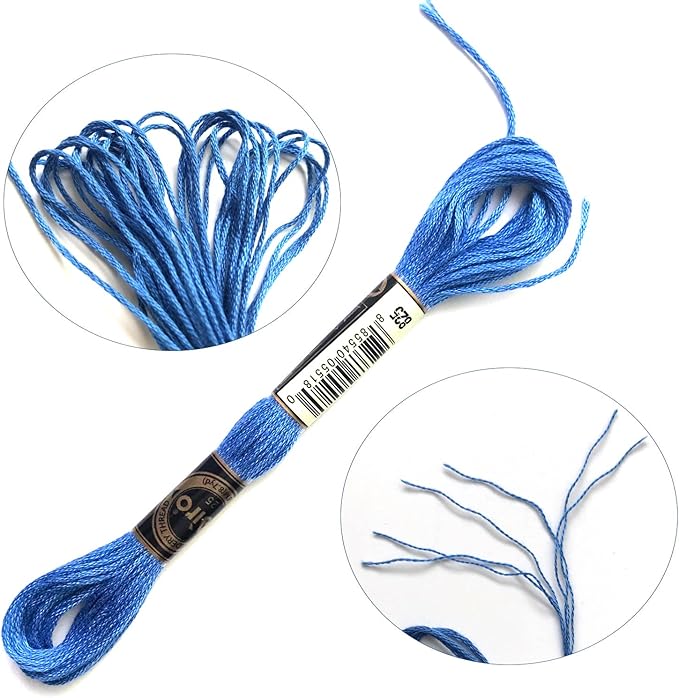 levylisa Embroidery Floss 30 Skeins Cross Stitch Threads Friendship Bracelets Floss with 10 Pcs Floss Bobbins and 2 Pcs Needle Threader (Blue)