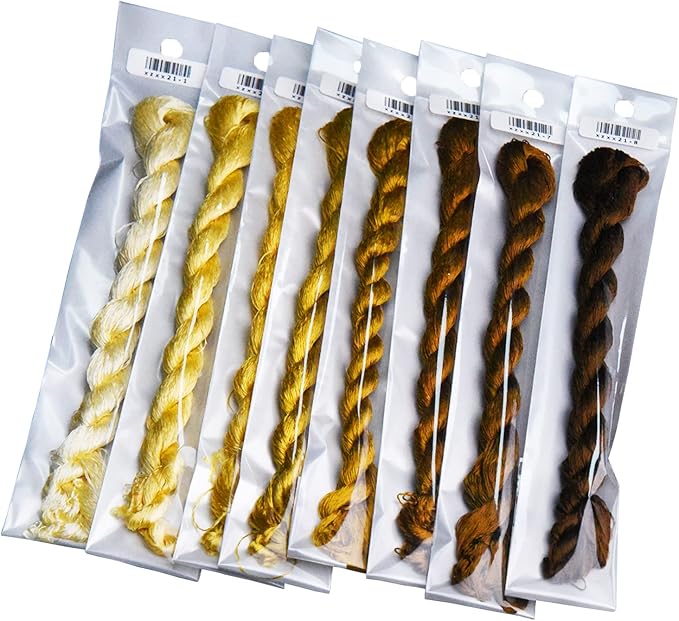 Natural 100% Silk Thread, Handmade Embroidery Thread Silk Floss 8 Colors 110m Each (21)