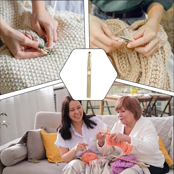 Large Metal Crochet Hooks - 15mm Giant & Huge Hook Set - Ergonomic Yarn Weaving Tools for Carpets, Blankets & Shawls