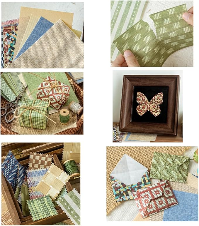 24 Sheets Vintage Linen Scrapbook Paper Embossed Textured Paper Kit Collage Supplies for Decoupage Crafts Scrapbooking Card Making Bulletin Board Junk Journalling Embellishment(Multicolor)
