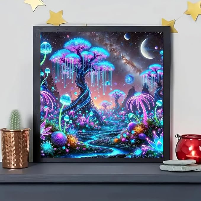 SHICERNHJ 5D Diamond Painting Kits for Adults,Dreamy Luminescent Tree Diamond Art Kits,DIY Full Drill Diamond Painting Kits Arts and Crafts for Adults Home Wall Deco 14x14 Inch
