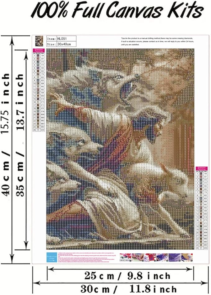 GEMFAMILY Jesus Diamond Art Kits for Adults-DIY 5D Wolf Diamond Painting Kits for Adults Beginners, Full Round Drill Diamond Dots Paintings Gem Art and Crafts Home Decor 12 x 16 Inch