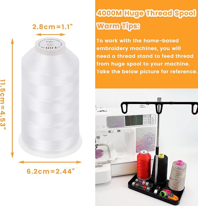 New brothreads – 42 Spools of Huge Spool 4000M(4400Y) Polyester Embroidery Machine Thread for Commercial and Domestic Embroidery Machines