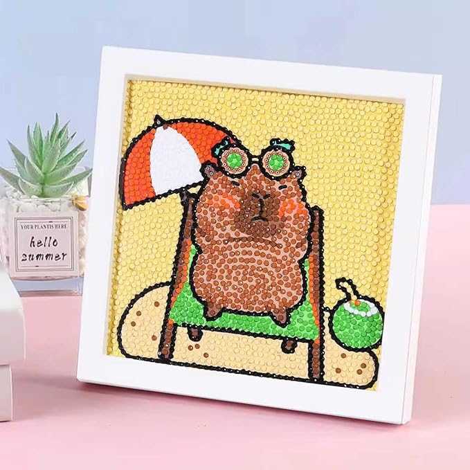 Mangpung Capybara Diamond Art Kits for Beginners, Capybara Diamond DIY Painting Kits, Full Drill Diamond Dots Paintings, Paint with Diamonds Pictures Art Painting DIY Crafts Kit Gift for DIY Lovers