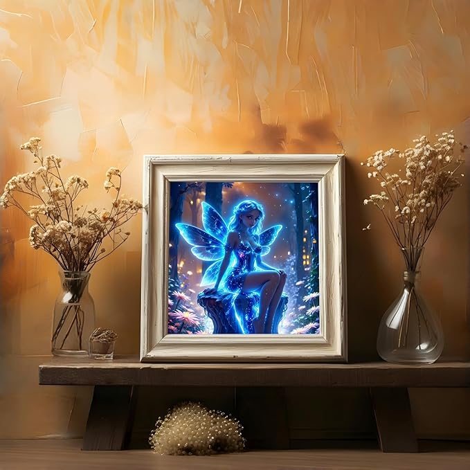 Diamond Art Kits for Adults Magical Fairy, DIY 5D Diamond Painting Kit for Beginners, Spirit Full Round Drill Gem Art Dots for Adults, Diamond Dots Paintings Crafts Home Wall Decor 14X14 Inch