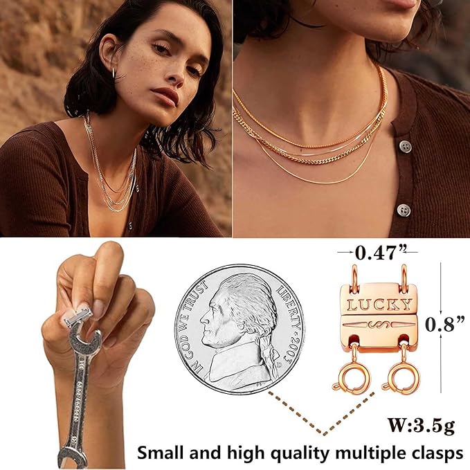 dailyacc lucky necklace layering clasp 18k gold and silver strong multiple necklace clasps for layered look separator