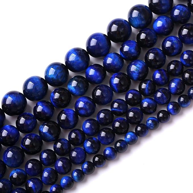 Natural Stone Lapis Blue Tiger Eye Beads Round Loose Spacer Beads for Jewelry Making DIY Bracelet Necklace 6mm 61pcs