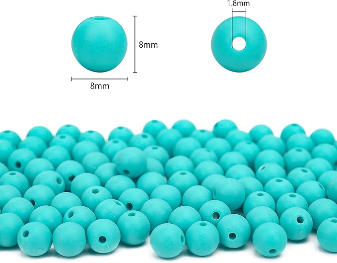 bonny boxx 500pcs 8mm matte peacock green acrylic round beads, frosted plastic resin bubblegum balls chunky gumball beads for necklace and bracelet making, crafting supplies