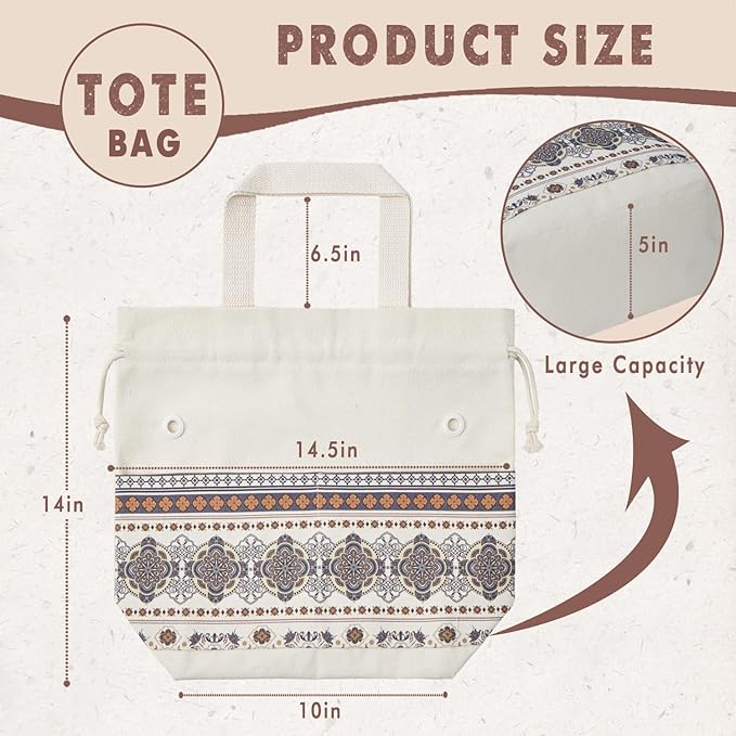 TOGETRUE Yarn Bag, Knitting Crochet Tote Bag, Yarn Storage Bags Organizer, Crochet bags for Crocheting Project, Store Skein Ball, Short Knitting Needle (Large, Brown Style)