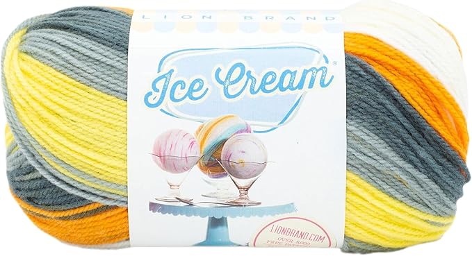 Lion Brand Yarn, Ice Cream Baby Yarn for Knitting, Crochet, and Crafts, Tiger Tail, 1 Pack, DK Weight Colorful Acrylic Fiber for Baby Blankets, Hats, and Sweaters