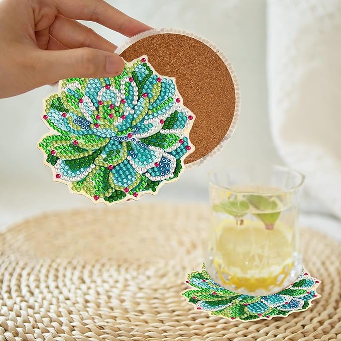 EWJRNSF 8 PCS Diamond Art Coasters Kit, Small Diamond Painting Coasters, Fall Diamond Art Kits for Adults Beginners, Arts and Crafts Supplies Item Sets with Holder