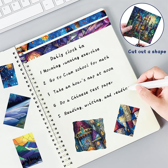 6x6" 160gsm cardstock Single Sided Scrapbooking 24 Papers Pad vintage decoupage scrapbook kit patterned paper junk journal supplies journaling supply scrap paper crafting.Stained Glass