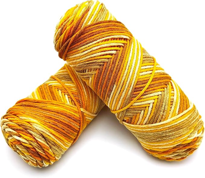 5-Ply Variegated Yarn 200g/2pcs, Acrylic 100%, Chunky Weight 2.5mm, Soft & Cozy, Vibrant Colors, Full Hand Feel for Knitting Sweaters, Scarves, Shawls, Hats (4#Orange Flower)