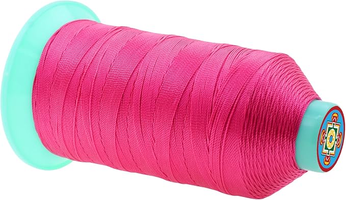 Mandala Crafts Size 207 630D T210 Bonded Nylon Thread - Hot Pink 800 YDs Tex 210 Heavy Duty Sewing Threads for Leather, Jeans, Weaving, Outdoor Marine Upholstery