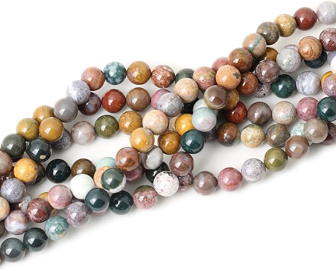 35PCS 10mm Natural Marine Agate Round Loose Beads for Jewelry Making DIY Findings 1 Strand 15"